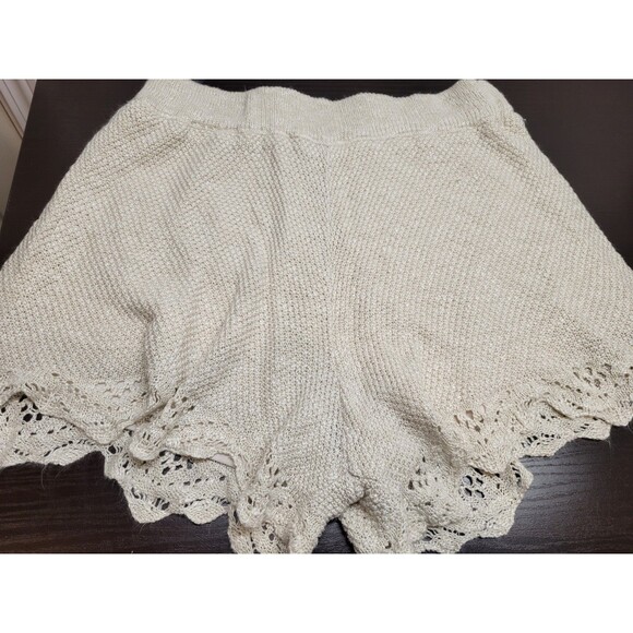 LC Lauren Conrad Pants - LC Lauren Conrad Ivory Crochet Sweater Shorts - Boho Scalloped Hem - Large